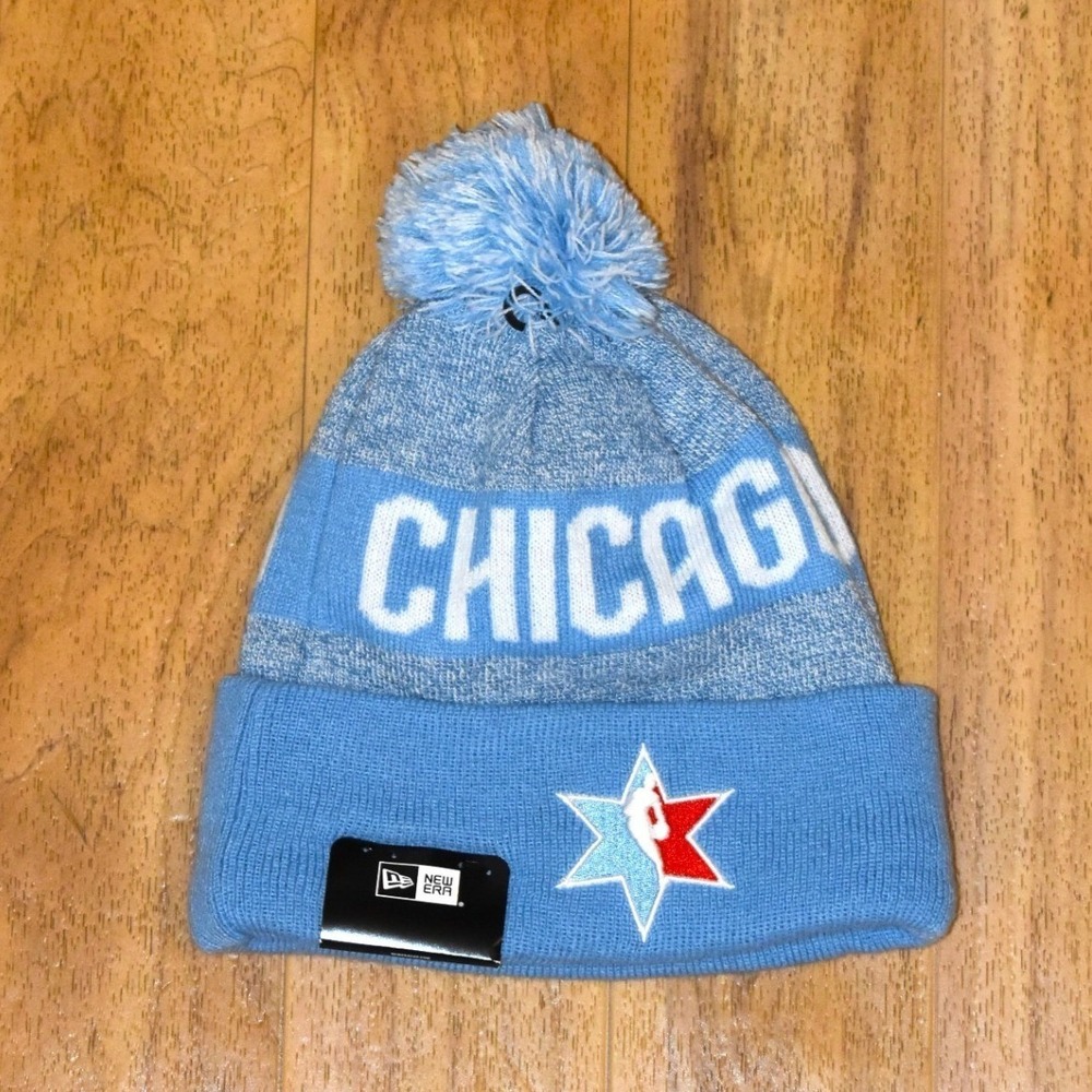 New Era‎ Chicago Beanie OSFM Blue NEW NBA All-Star Pom Knit Hat Fleece Lined